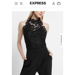 Black Lace Bodice Body Suit Halter Top, Goth Whimsigoth Bohemian Romantic Girly